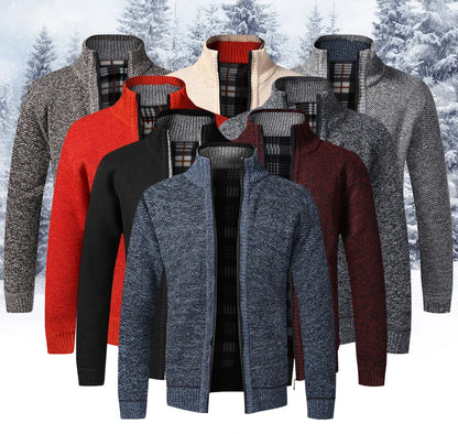 Herbst Winter Warme Strickjacke Männer Fleece Pullover Full Zip Jacken Slim Fit Luxus Marke Gestrickte Pullover Mantel Amerikanischen Jersey