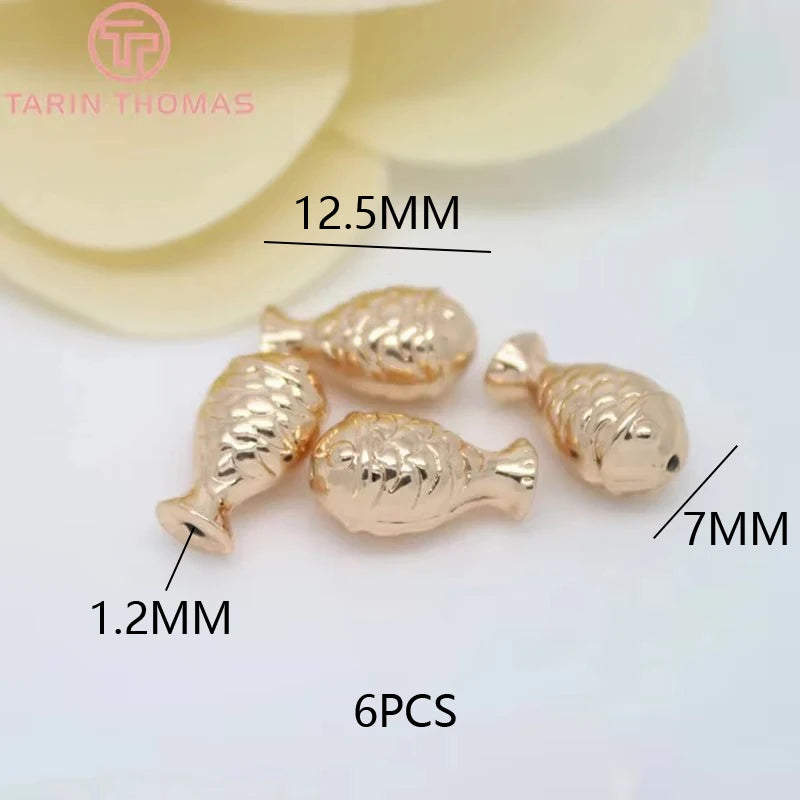 (129) 12x23MM 24K Gold Color Plated Brass Fish Charms Pendants High Quality Jewelry Accessories