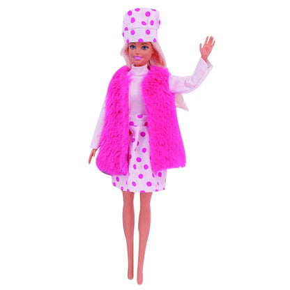 30CM&11.8Inch Doll Clothes Plush Coat + Dress+Hat ,T-shirt Set Suitable Fashion Outfit Casual Clothing Free Glasses Gift