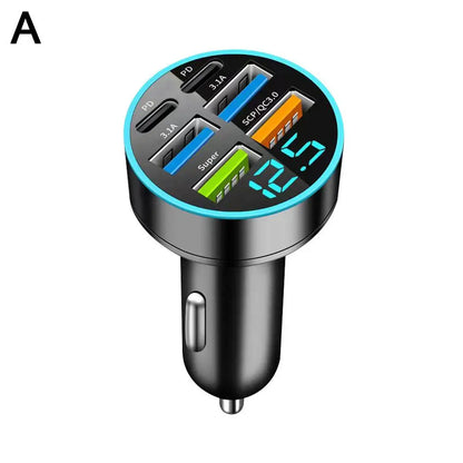 Digital Display Car With 4 Usb Car Charger Adapter 66w Fast Charging PD Head Phone Mobile Charging Car Charging Accessories