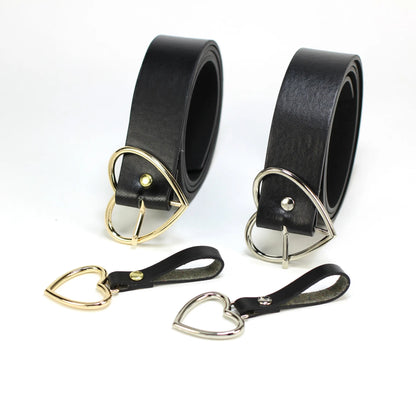 Fashion Women PU Leather Belt Heart Female Cute Black Harajuku Belt Ladies Pants Party Dress Heart Belts For Jeans