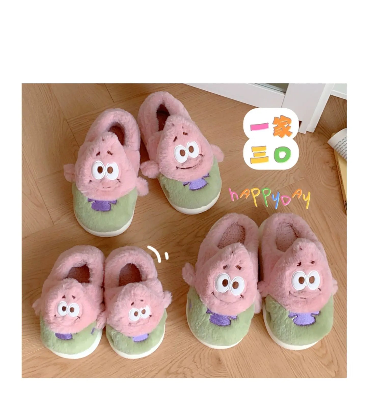 Parent-child Home Slippers Women Bedroom Non Slip Soft Sole Baby Shoes Winter Cute Plush Cotton Slippers Man Couple Slipper