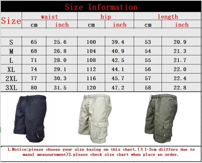 Outdoor Cargo Shorts Male Overalls Elastic Waist Cycling Multi-pockets Loose Work Short Pants Beach Sport Printed Trousers