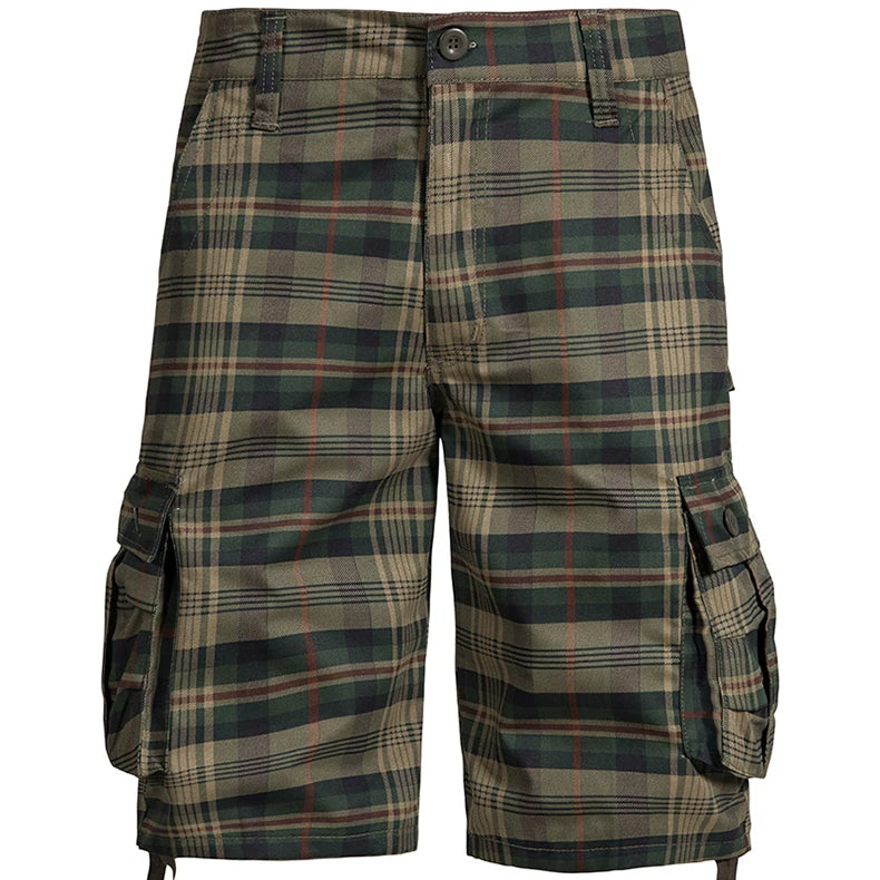 Men's Medium Pants Summer Cotton Comfortable Outdoor Sports Beach Pants Trend Plaid Shorts Loose Straight Large Size Cargo Pants