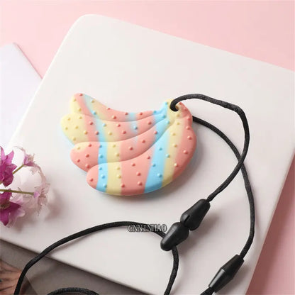 1 Pcs Sensory Chew Necklace Cartoon Chewy Kids Silicone Triangle Fangs Toys Silicone Teeth for Children with Autism Accessories