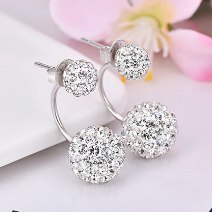 925 Sterling Silver New Shambhala Jewelry Crsytal Ball U Stud Earrings For Women Fashion XY0235