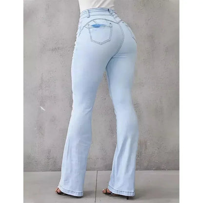 Denim mom Flare Pants Capris Women High Waist Vintage Slight Jeans Long Pants High Waist Work Black Summer Blue Jeans Capris