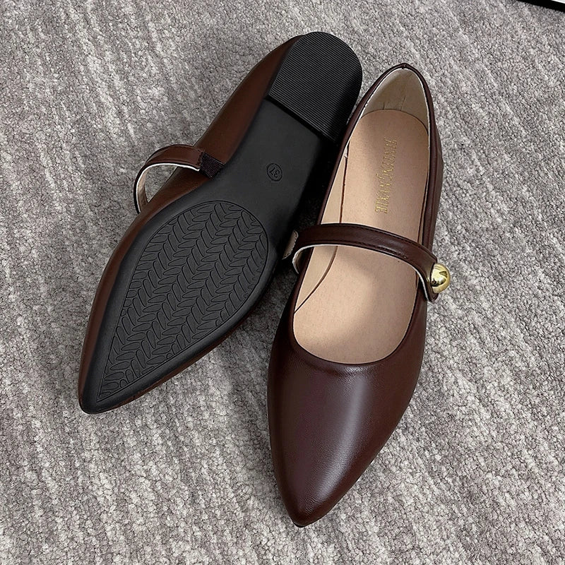 Women's Pointed Toe Flat Shoes With Velvet Matte Finish Single Shoes Women Comfort Loafers Shoes Leather Mary Jane Shoes