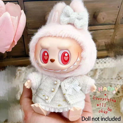 17cm Labubu Plush Doll'S Clothes Outfit Accessories For Korea Kpop Exo Labubu Idol V1 V2 black dress suit Clothing Gift