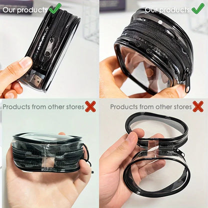 Portable Mini Clear Zipper Storage Bag - Space-Saving Organizer for Earphones & Chargers, Versatile with Handy Keychain Loop