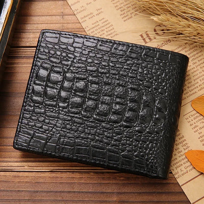 Crocodile Skin Wallet Men 100% Genuine Leather Small Zipper Short Men Wallets Credit Card Holders Coin Pocket Purse Alligator