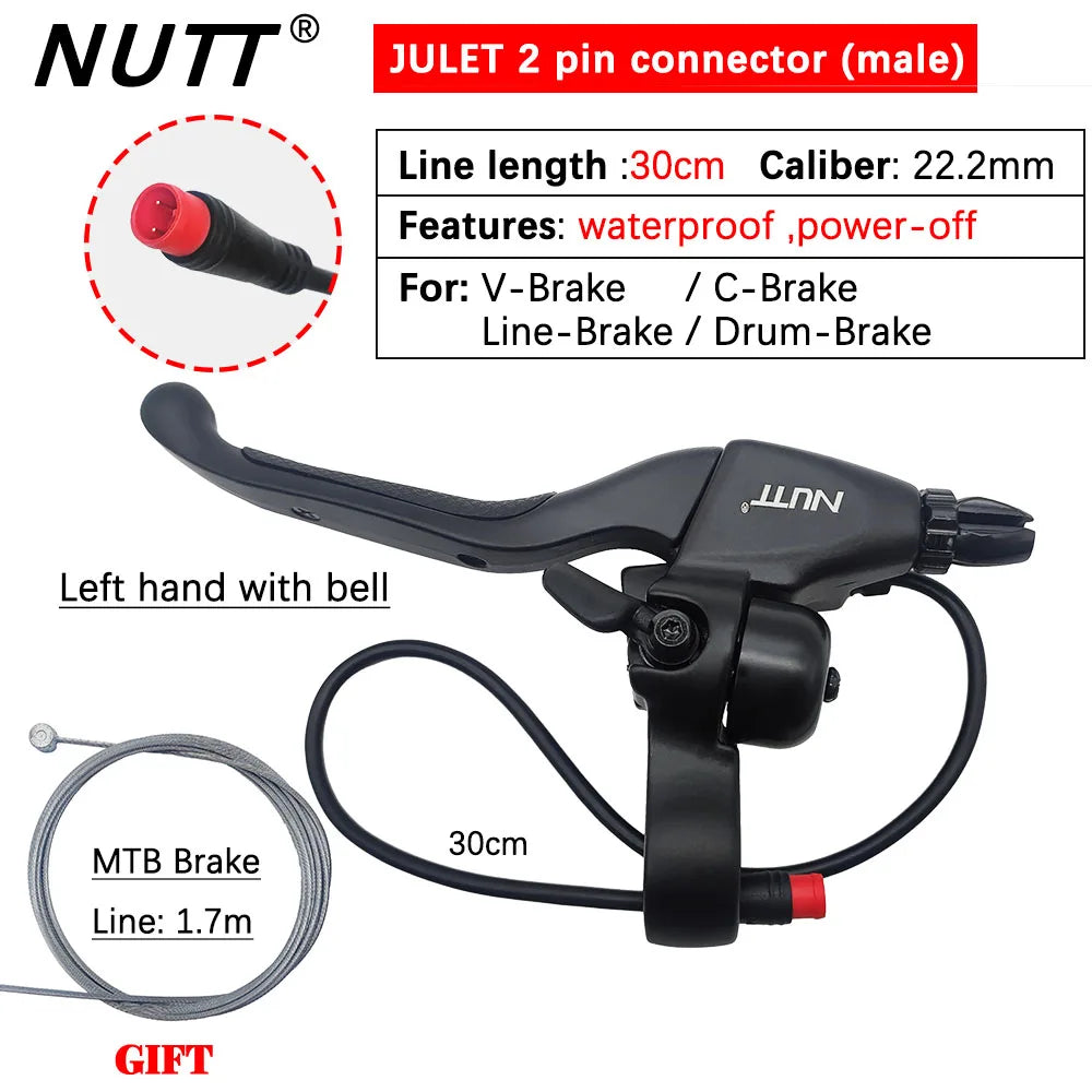 NUTT E-Bike Scooter Electric Brake Lever Bike Bicycles 22.2MM With Bell For Bicycles V-Brake / C-Brake / Line-Brake / Drum-Brake