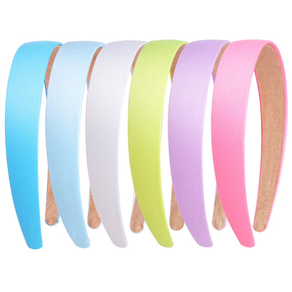 1/2pcs Plain 3CM Wide Satin Headband Girls Fabric Covered Resin Hairbands Plastic Hair Hoop Kids Elastic Bands Hair Accessories