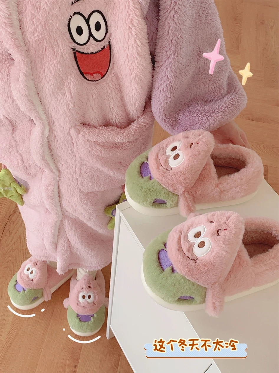 Parent-child Home Slippers Women Bedroom Non Slip Soft Sole Baby Shoes Winter Cute Plush Cotton Slippers Man Couple Slipper