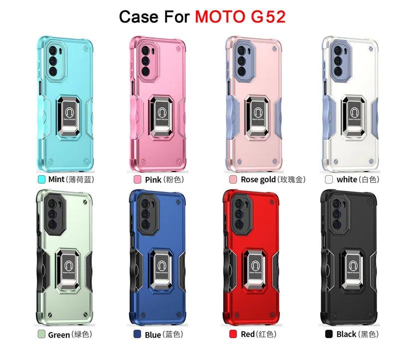 For Motorola Moto G22 G32 G42 G52 Case Shockproof Armor Ring Stand Bumper Phone Back Cover For Moto E20 E30 E40 E32 Cases