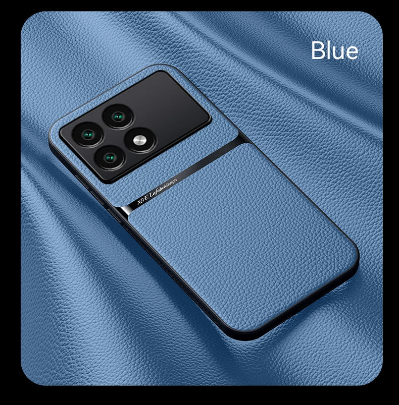 Back Leather Case Cover for Xiaomi Poco X6 Pro Car Holder Magnetic Leather Case Xiaomi Poco X6 Pro Mobile Phone Sets Poco X6 Pro