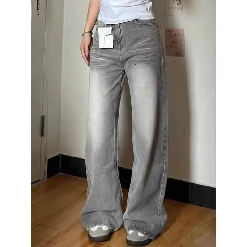 Y2k Vintage Baggy Jeans Woman's Korean Fashion Denim Pants  Harajuku Kpop Streetwear Trousers Japanese2000s Style Spring Jeans