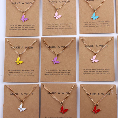 20Pcs/Lot Korean New Butterfly Pendant Necklace for Women Gilrs Cute Lovely Neck Jewelry Accessories Birthday Gifts