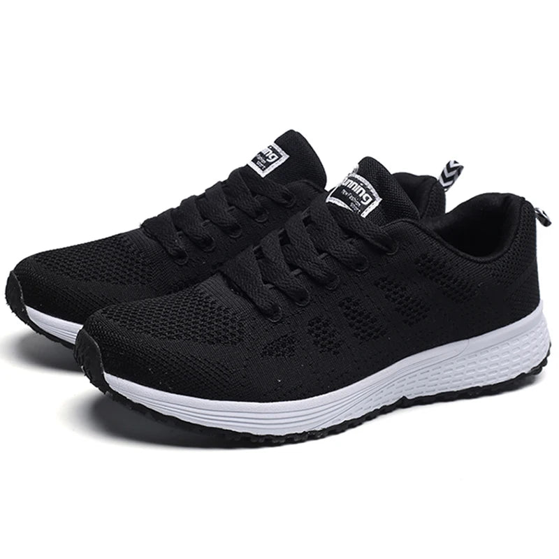 New Sneakers For Women Breathable Fashion Trainers Plus Size Women Sneakers Mesh Fabric Lace Up Women Shoes Female Footwear