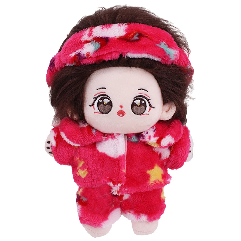 Doll Clothes For 20Cm Idol Dolls Lovely Plush Pajamas With Eye Mask Dress Stuffed Cotton Doll Toy Star EXO Clothing Accessories