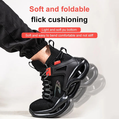 Breathable Safety Shoes Men Steel Toe Sneakers Puncture Proof Light Work Safety Boots Man High Top Anti-stab Security Boots New