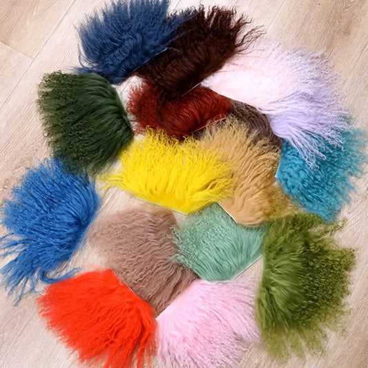 High Quality Sheepskin Wool Lamb Fur Pelt Hair Row Curly Hair Extensions BJD SD Blyth Dolls Wigs Hair Wefts Accessories