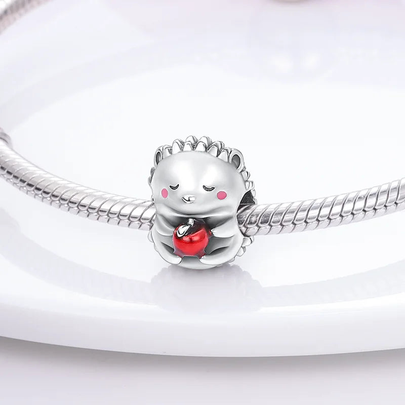 925 Silver Animal Series Hedgehog Owl Chameleon Charm Beads Fit Pandora Bracelets DIY Anniversary Party Birthday Gifts Jewelry