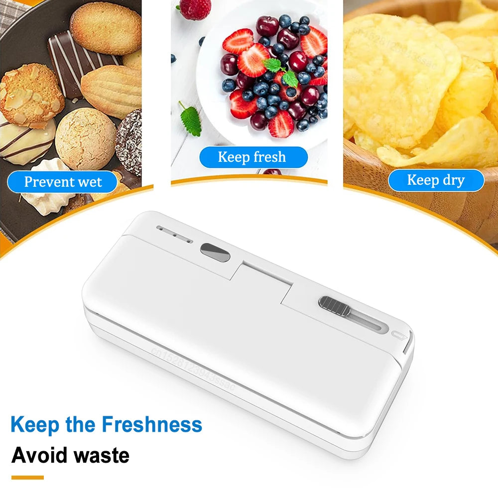 Mini Heat Bag Sealing Machine Clip Bag Handheld Food Sealer USB Rechargable Food Packaging Heat Sealer Plastic Package Sealer