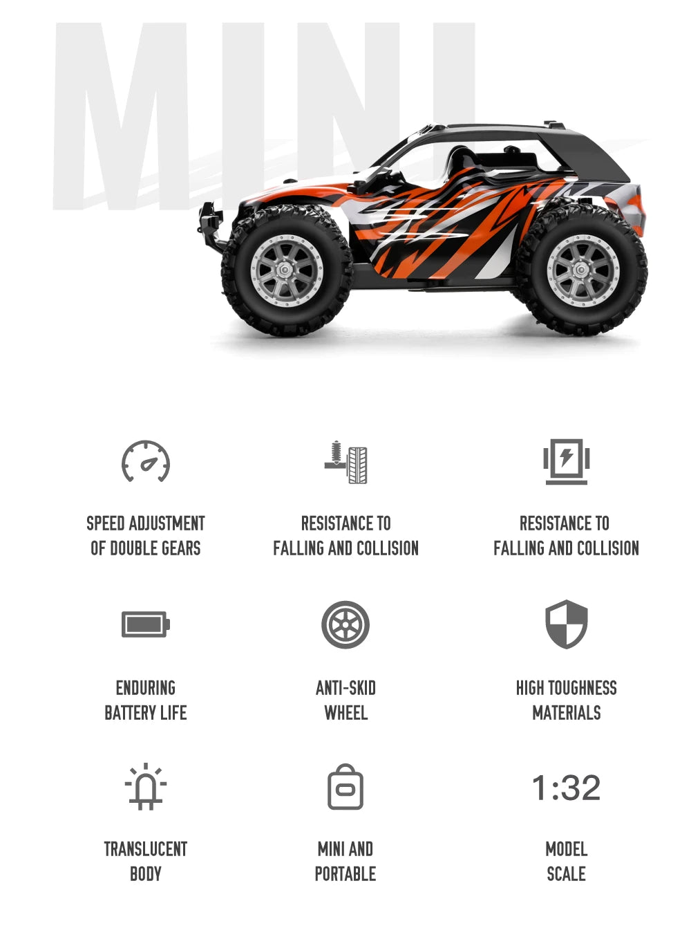 Max‘s New Mountaineering Mini Remote Control Vehicle Off Road Car Drift Vehicle1:32 Children's Boy Outdoor Recreation Toy Car