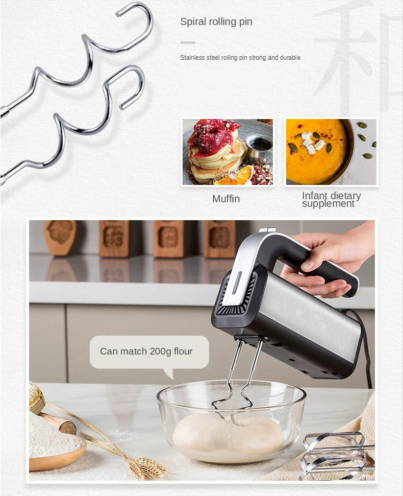 Electric Egg Beater Stainless Steel mini whipped cream white and Flour Mixer cake baking egg beater multifunctional doughmaker