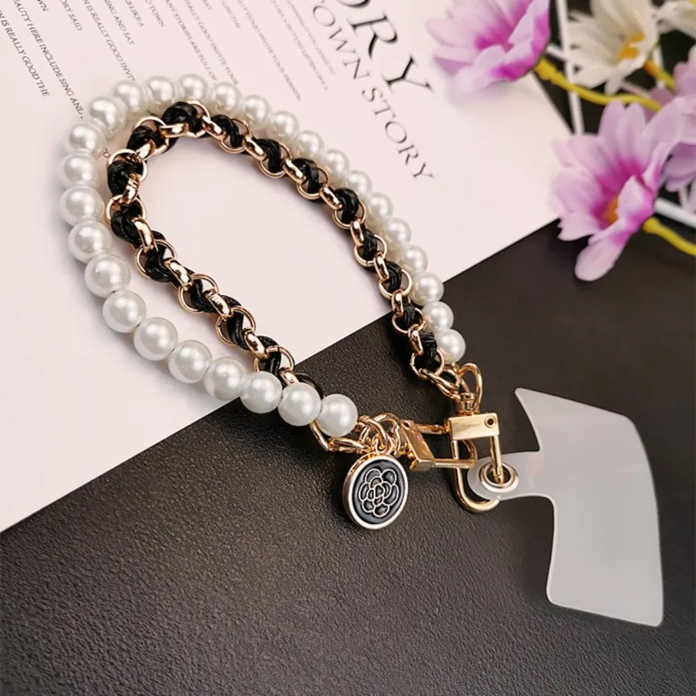 Glitter Beads Hand Wrist Strap Crystal Lanyard for iPhone Huawei Redmi Xiaomi Samsung Phone Charm Ornament Keychain Hang Rope