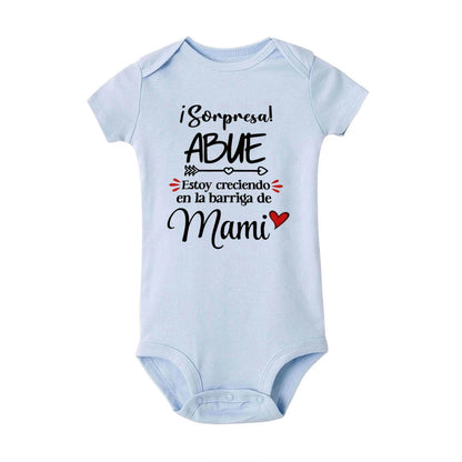 Surprise Grandparents I'm Growing in Mom's Belly Print Baby Bodysuit Pregnancy Announcement Infant Bodysuit Baby Reveal Clothes