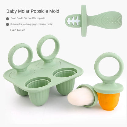 5PCS Baby Fruit and Vegetable Teether BPA Free Silicone Hand Ring Food Supplement Squeezing Rabbit Shape Bite Feeding Tableware