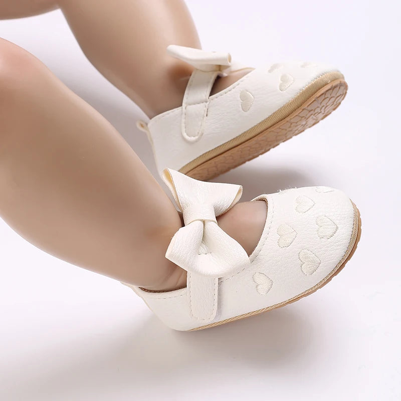 HAIZHIW 0-18 Months Cute White Lace Baby Girl Princess shoes Baby Shoes Bow Fringe Rubber Soled Non-slip Footwear Crib Shoes