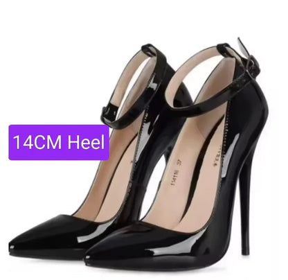 FHC 2024 New 16cm Stiletto High Heels,Women Pumps,Sexy Autumn Bed Shoes,Pointed Toe,Ankle Buckle Strap,Peach,Red,Black,Unisex