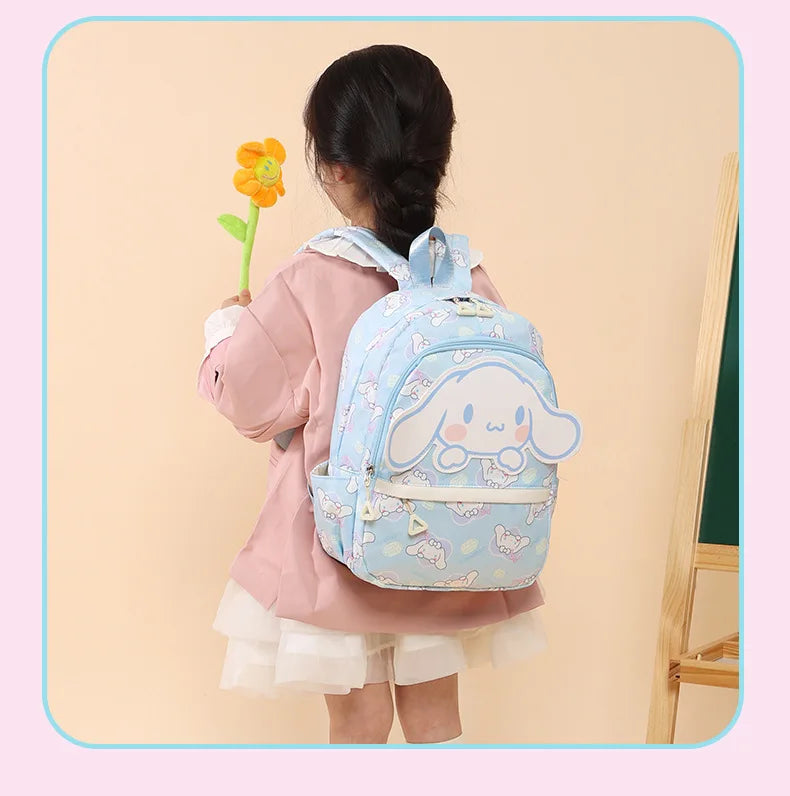 Anime Hello Kitty Kuromi Melody Kids School Bag Cartoon Cute Boys and Girls Travel Backpack 1-2 Grade Elementary School Backpack