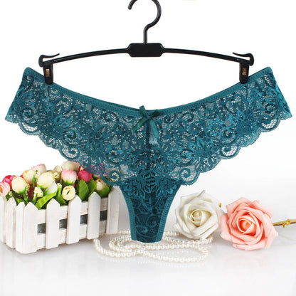 Women Lace Sexy T Pants Low Waist Panties Thong Female Underwear Exquisite Crotchless Shorts Sexy Lace Low-Rise G-String стринги