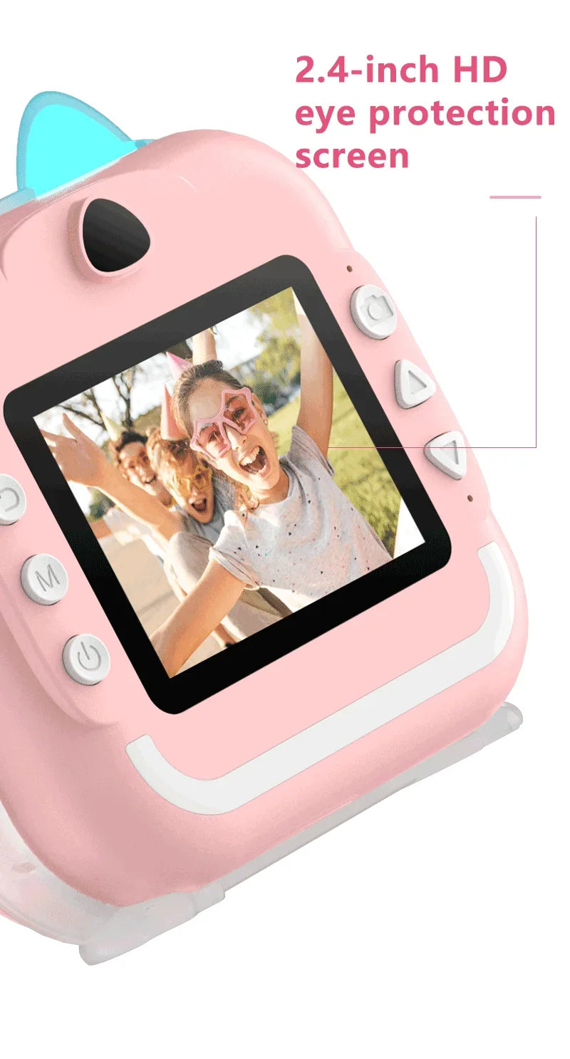 Digital Camera Toys Kids Instant Print Thermal Print Camera Instant Print Photo Video with 32G Memory Card Kids 1080P HD