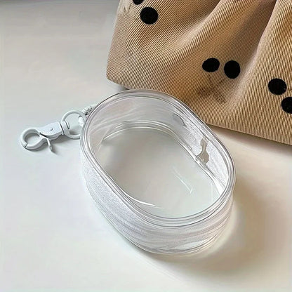 Portable Mini Clear Zipper Storage Bag - Space-Saving Organizer for Earphones & Chargers, Versatile with Handy Keychain Loop