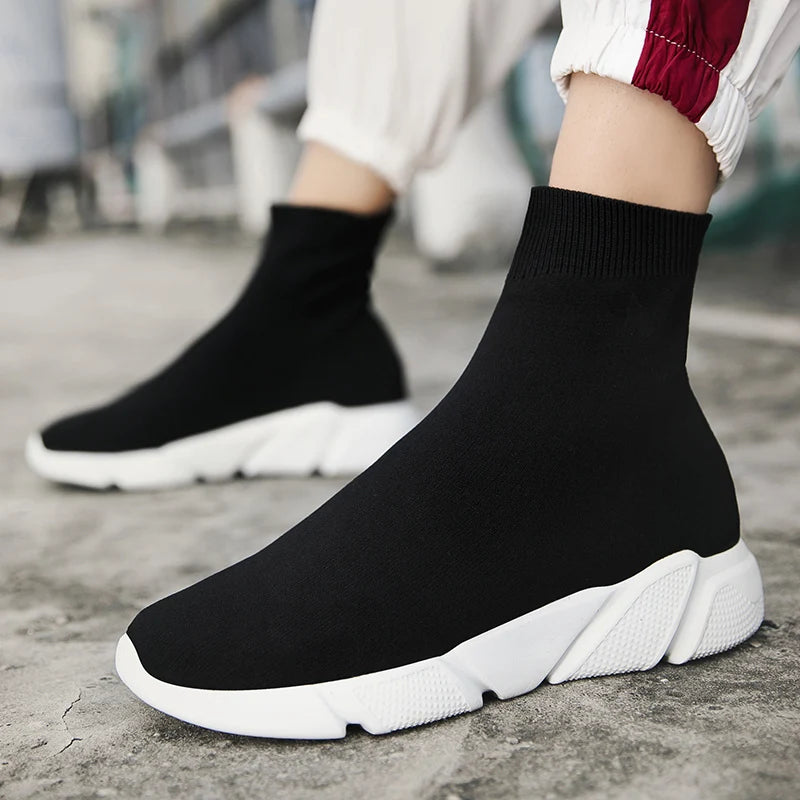 Fashion Black Men’s Sock Shoes Knit Breathable Unisex Socks Sneakers For Men Large Size 47 Lightweight Slip-On Casual Shoes Men