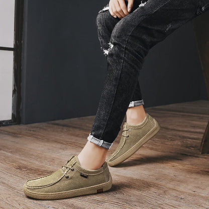 New Men's Casual Shoes Luxury Handmade Suede Leather Sneakers 2024 Tooling Antiskid Men Footwear Platform Outdoor Shoes Loafers