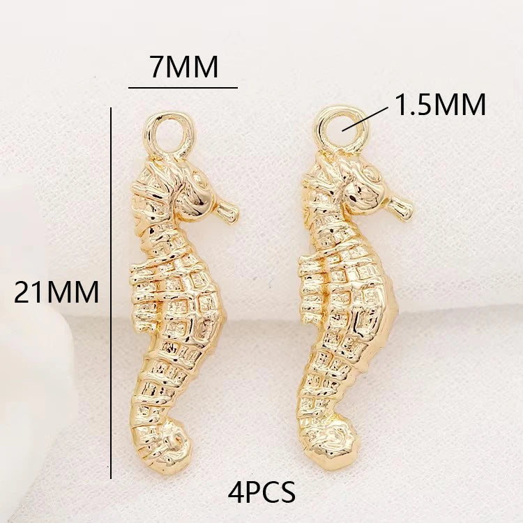 (129) 12x23MM 24K Gold Color Plated Brass Fish Charms Pendants High Quality Jewelry Accessories