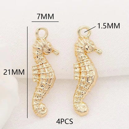 (129) 12x23MM 24K Gold Color Plated Brass Fish Charms Pendants High Quality Jewelry Accessories