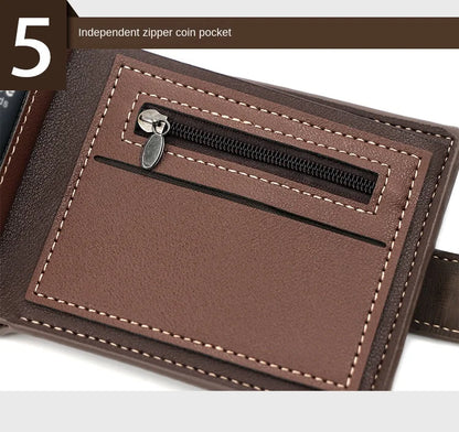 Men's Wallet with Hasp Business Card Holder Case Male Short Purse PU Leather Money Bag for Men Credit Card Wallets