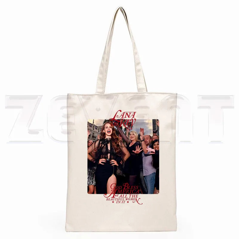 Lana Del Rey LOGO Printed Graphic Hipster Cartoon Print Shopping Bags Girls Fashion Casual Pacakge Hand Bag