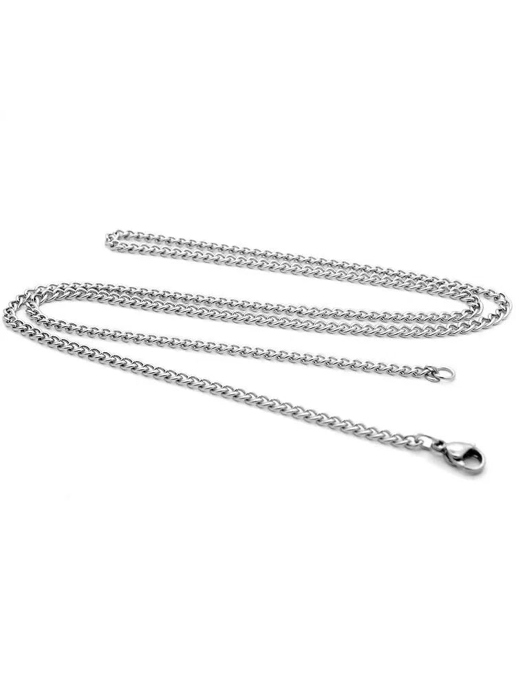 3mm Men's Cuban Chain Necklace Simple Stainless Steel Necklace Fashion Titanium Steel Jewelry Trend Accessories Gift