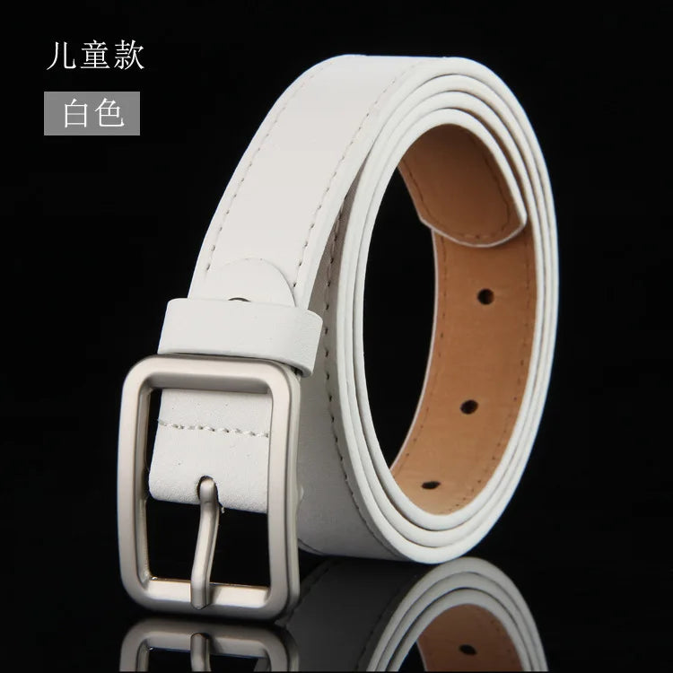 Children's Leather Pin Buckle Belt Fashion Simple Casual Versatile Jeans Boys Girls Students Black Belts Clothing Accessories