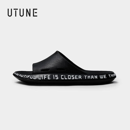 UTUNE Men's Letter Relief Summer Sandals Comfortable And Simple women’s shoes Beach Shoes Indoor Non Slip Bathroom Sandals