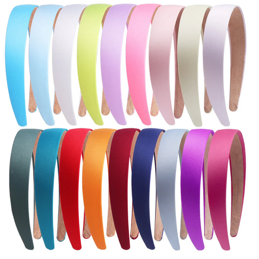 1/2pcs Plain 3CM Wide Satin Headband Girls Fabric Covered Resin Hairbands Plastic Hair Hoop Kids Elastic Bands Hair Accessories