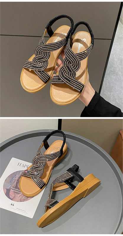 Sandals Women 2025 New Summer Wedge Heel Soft Sole Elevated Casual Roman Sandals Small Womens Shoes Sandalias Mujer Sandal Q322